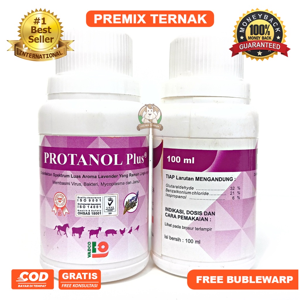 PROTANOL PLUS 100 ml - DISINFEKTAN SPEKTRUM LUAS AROMA LAVENDER RAMAH LINGKUNGAN - PEMBASMI VIRUS, BAKTERI, MYCOPLASMA DAN JAMUR