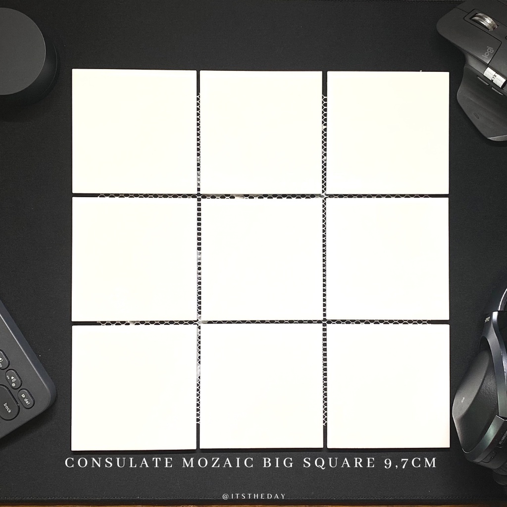 Mozaic Keramik Import Consulate Kotak Putih Besar Big Square 9,7cm Mozaik Kotak Putih Mozaik Putih K