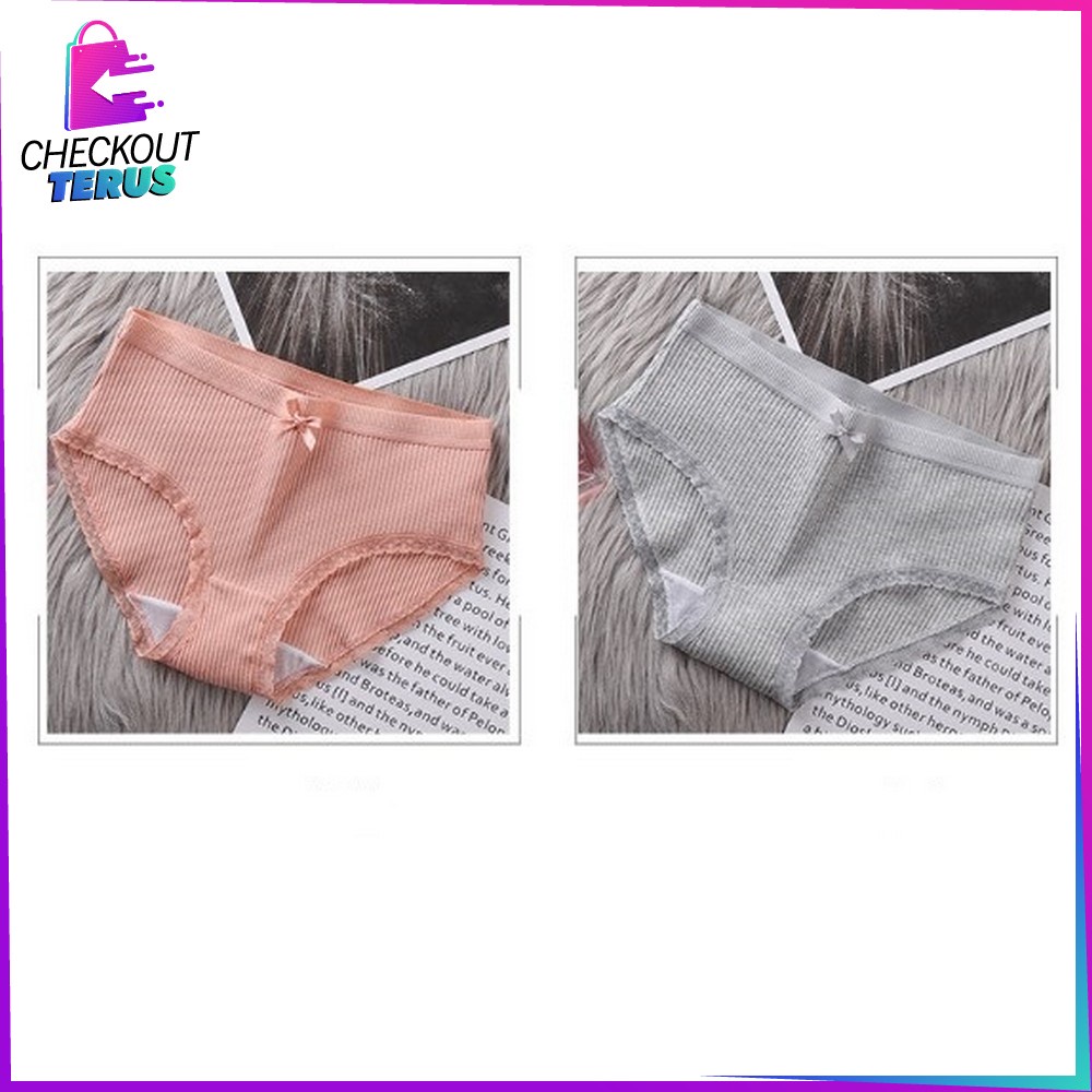 CT P533 Celana Dalam Wanita Panty Polos Pita Pakaian Dalam dengan Hiasan Pita Cewek Kekinian Import