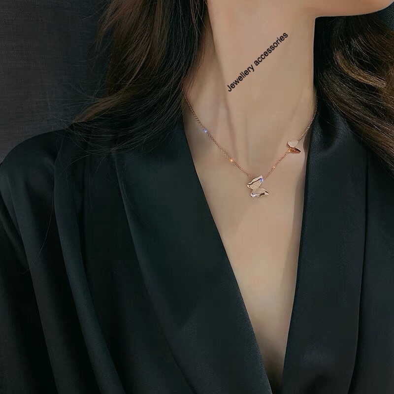 Kalung Titanium Kupu Kupu Elegan Simple Mewah Korea Fashion Style