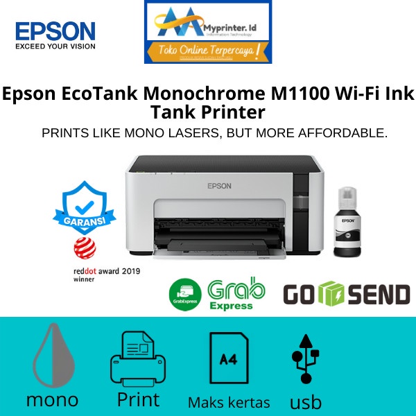 Epson M1100 Printer Pengganti M100 Hanya Print Saja / Hitam Putih Bnib