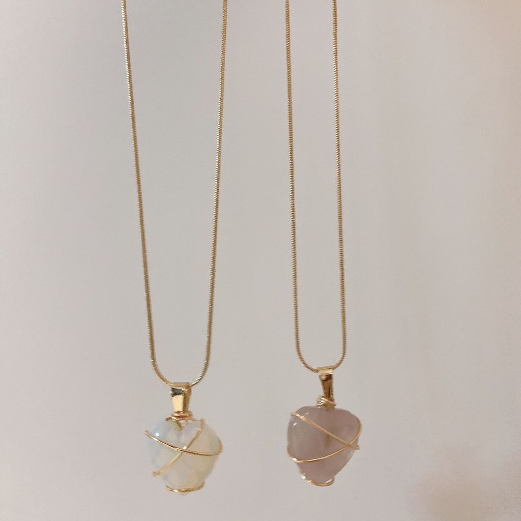 Aksesoris Kalung Opal Pink Aksesoris Cinta Liontin Kepribadian Fashion