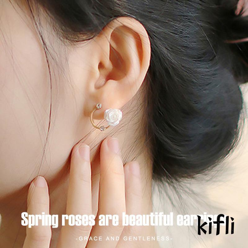 [KD]Diamond Earrings Rose Vintage Court Elegan Lembut S925 Perak Temperamen Estetik