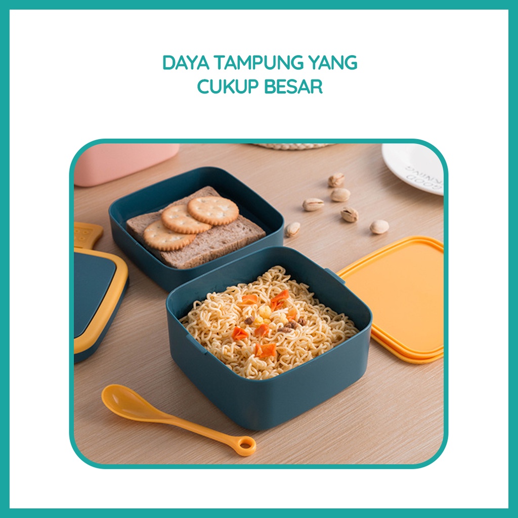 Kotak Makan Siang Portable Dua Lapis / Lunch Box 2 Lapis / Kotak Makan Bento 2 Lapis / Kotak Makan Portable 2 Lapis