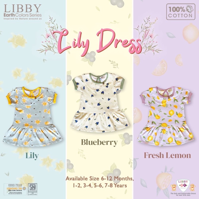 LIBBY ANNA DRESS dan LILY DRESS / dress cotton anak perempuan dlusia 6bulan - 6tahun