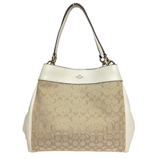 Coach Lexy Shoulder Bag In Outline Signature Khaki (F57612)