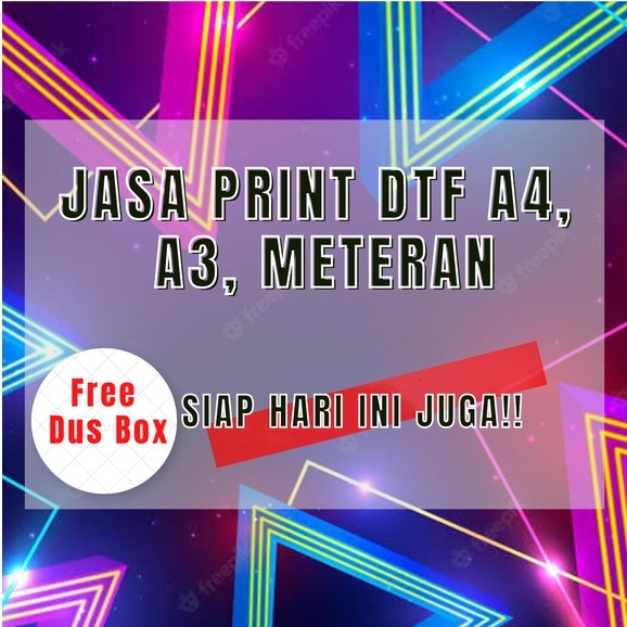 

JASA PRINT SABLON DTF CUSTOM A5, A4, A3,METERAN / CETAK SATUAN / CETAK METERAN / PRINT DTF