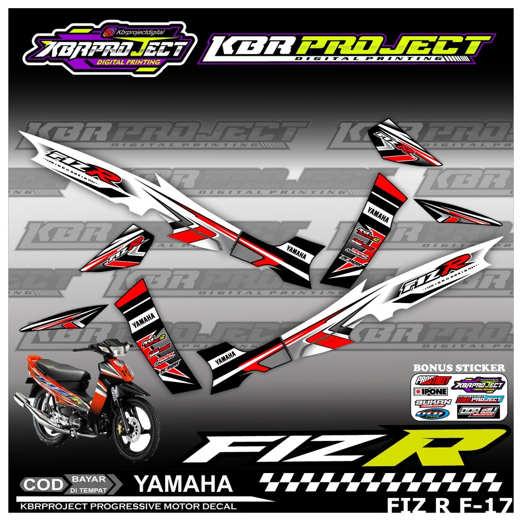 Stiker Striping FIZ R Lis Variasi Stiker Motor YAMAHA Racing F-17 HOLOGRAM TRANSPARAN Bisa Cod