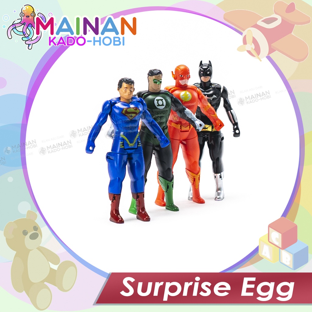 MAINAN ANAK SURPRISE EGG SUPERHERO SUPERMAN BATMAN JUSTICE LEAGUE