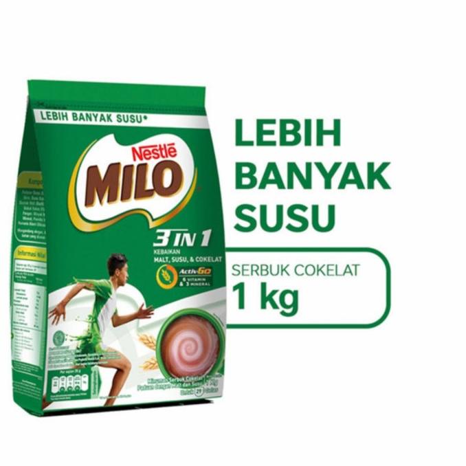 

Milo Activ Go 3 in 1 / Susu Milo 1 Kg TERLARIS TERPERCAYA ORIGINAL