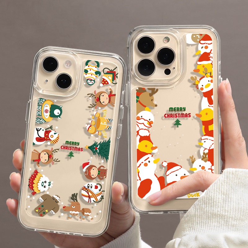 IPHONE Merry Christmas Soft Shockproof Phone Case Kompatibel Untuk Iphone14 13 12 11 Pro XS Max X XR 78 Plus Casing Transparan TPU Cover