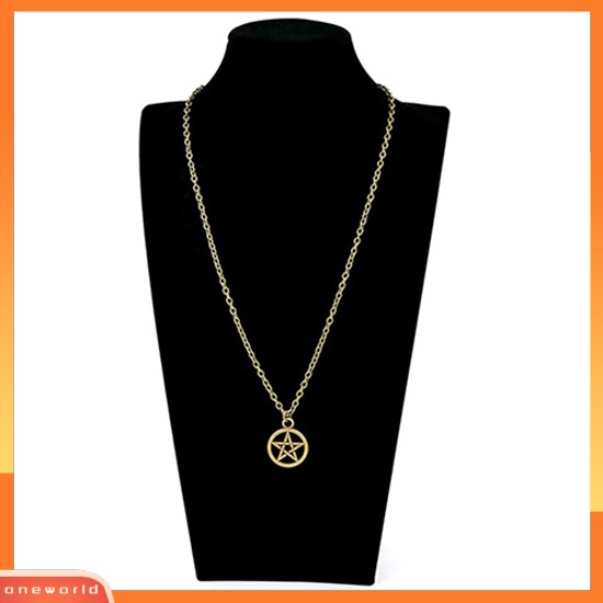 [WONE] Wanita Pria Bulat Berongga Bintang Pentagram Liontin Kalung Hadiah Xmas Perhiasan Keren