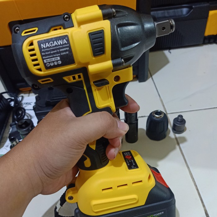 Mesin Bor Baterai Impact Wrench Brushless Cordless 21V Nagawa Nic21K