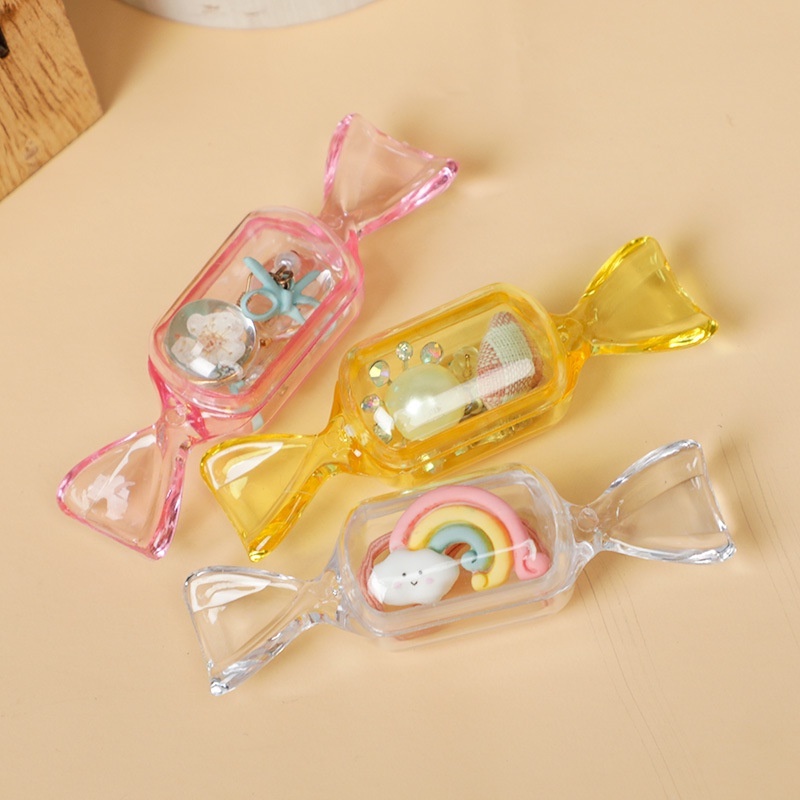 [Harga Grosir] Kotak Bening Berbentuk Permen Wadah Packing Perhiasan Mini Lovely Decor Storage Gadget Anting Kalung Cincin Tempat Penyimpanan Untuk Perjalanan Penggunaan Sehari-Hari