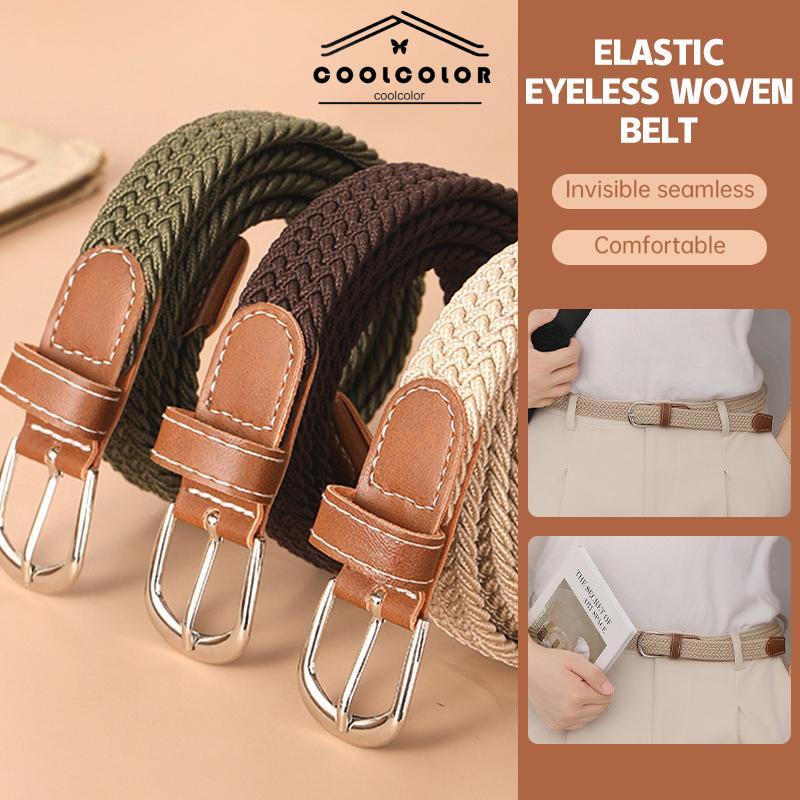 COD❤️Sabuk Elastis Tenun Tak Terlihat Mulus  Tanpa Lubang Tanpa Punching Pria Wanita Sabuk Serbaguna- cl