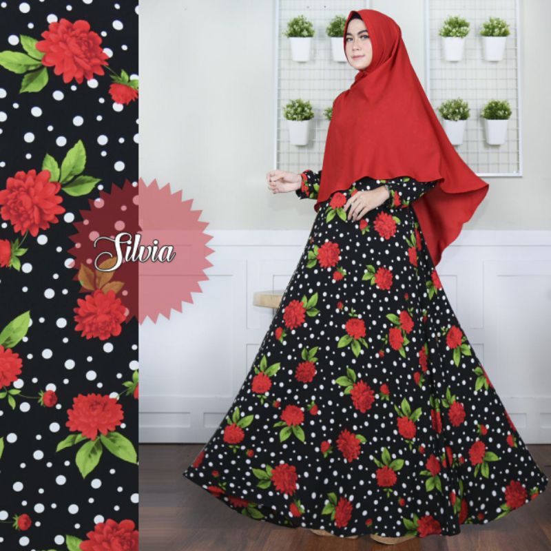 Gamis wolfis/ gamis wolfis motif/ baju gamis bunga / gamis syari / gamis wolpeach / baju monalisa