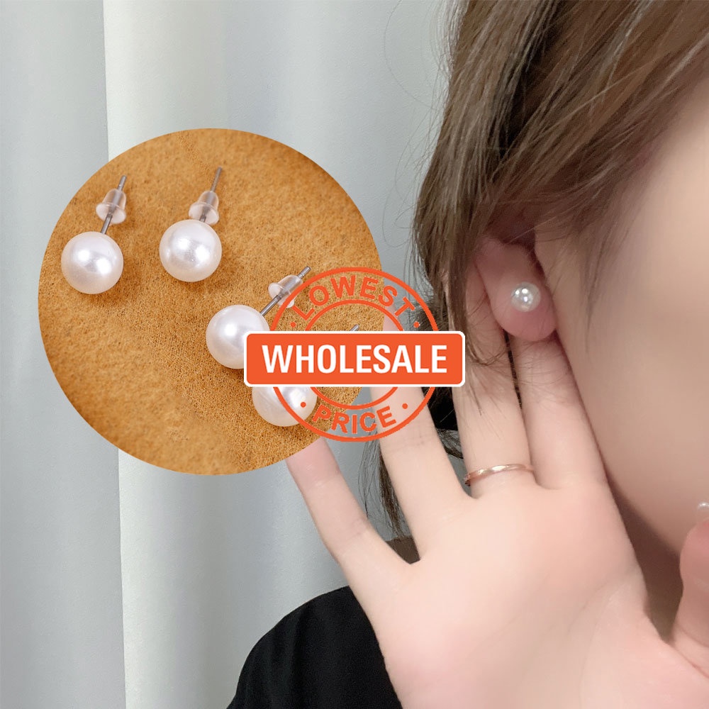 Sederhana Pengantin Korea INS Gadis Wanita Pesta Pernikahan Elegan Stud Earring Mutiara Stud Earrings Ladies