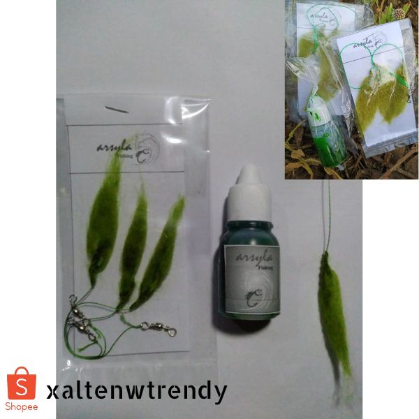 Paket umpan lumut tiruan 3kail essen - Paket umpan lumut tiruan spesial ikan nila mujair - umpang ik