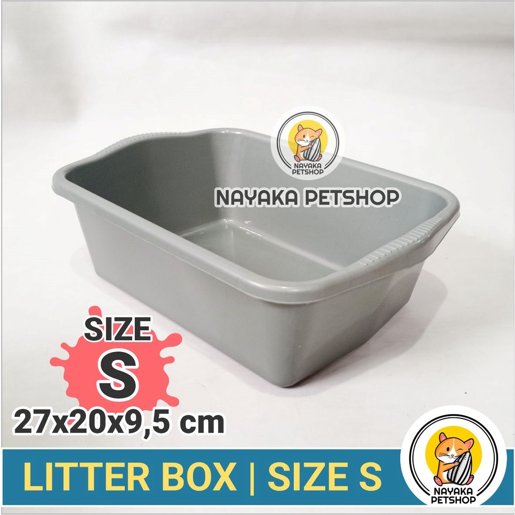 Size S Litter Box Kucing Bak Pasir Cat Toilet Baki Zeolit Gumpal Wangi Wood Pellet Kotak Kotoran Hewan