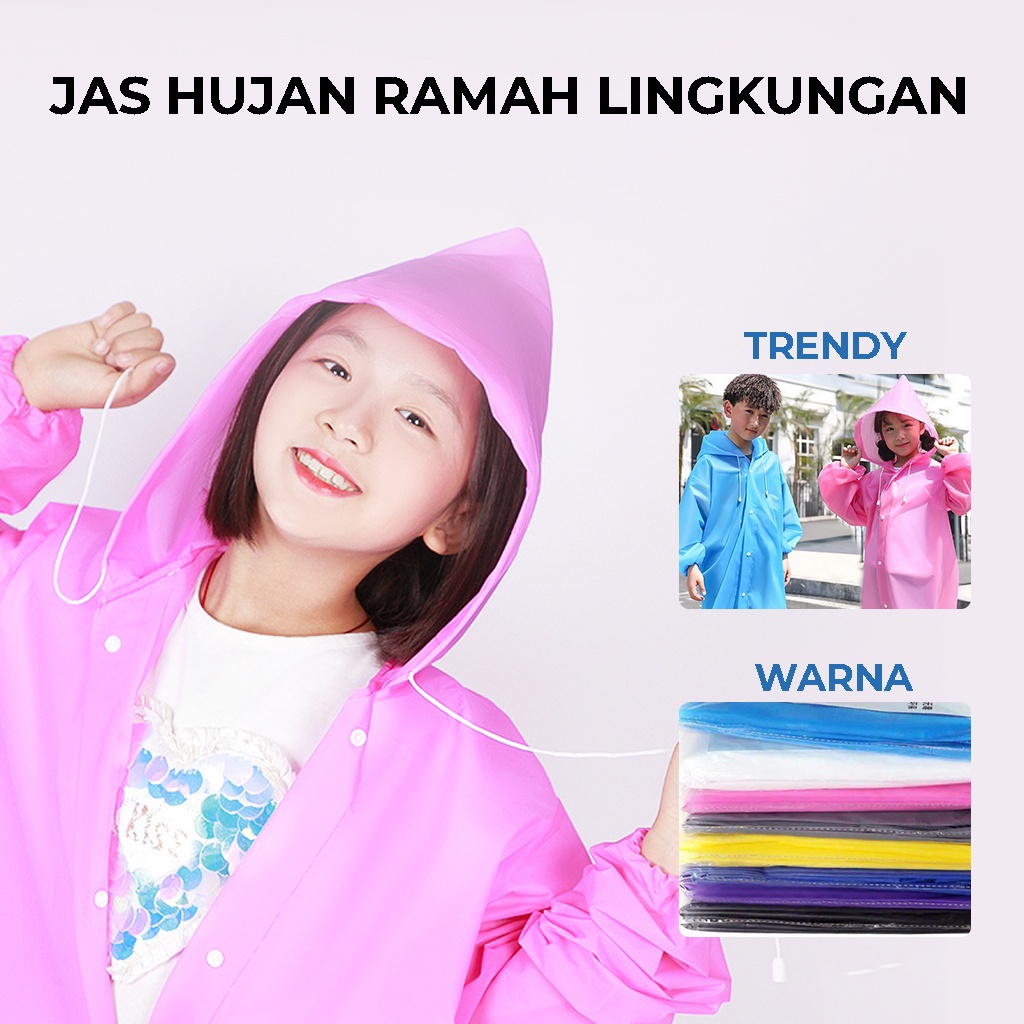 Mantel Hujan Anak Jas Hujan Polos Tebal Transparan Raincoat Anak Model Ponco Universal Laki Laki Perempuan Baju Pelindung Penutup Badan Anak Saat Hujan Di Perjalanan Jas Ujan Korea | GROSIRXPRESS