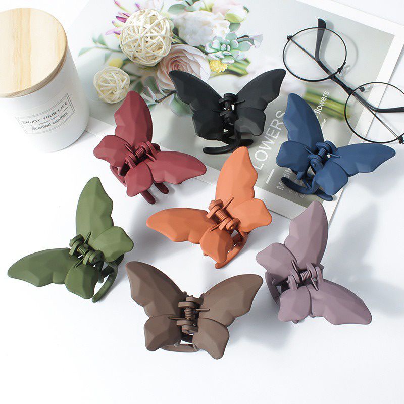 Jepit Rambut Model Kupu-Kupu 6.8cm Doff Matte Korean Style Hair Claw Fashion Jedai Korea Kupu Warna Matte Tebal Anti Patah