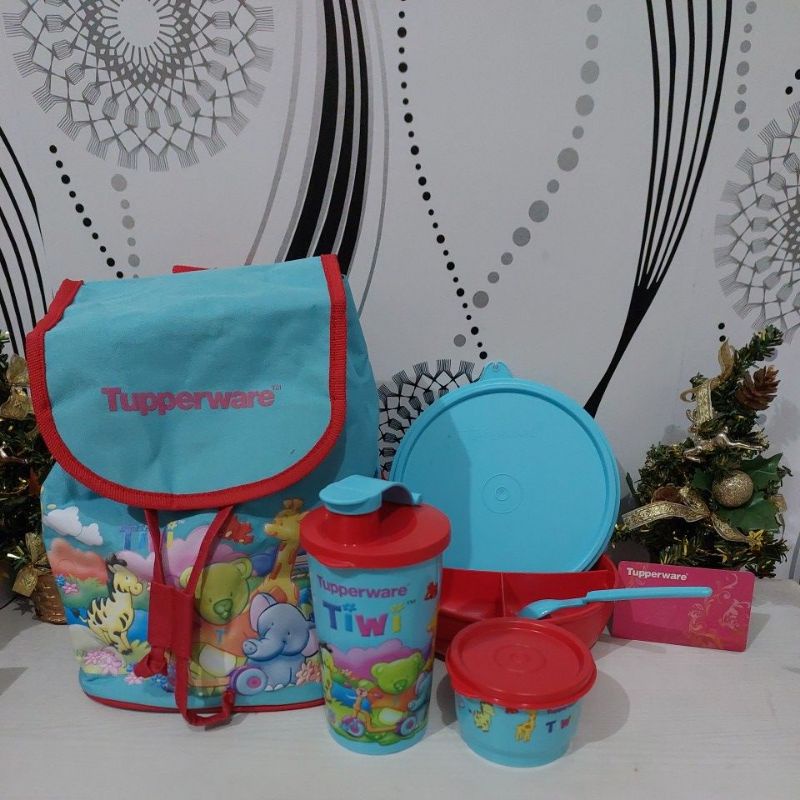 Tiwi Lunch Set.Tempat bekal anak sekolah dan tas serbaguna yg cantik dan tempat makan bersekat