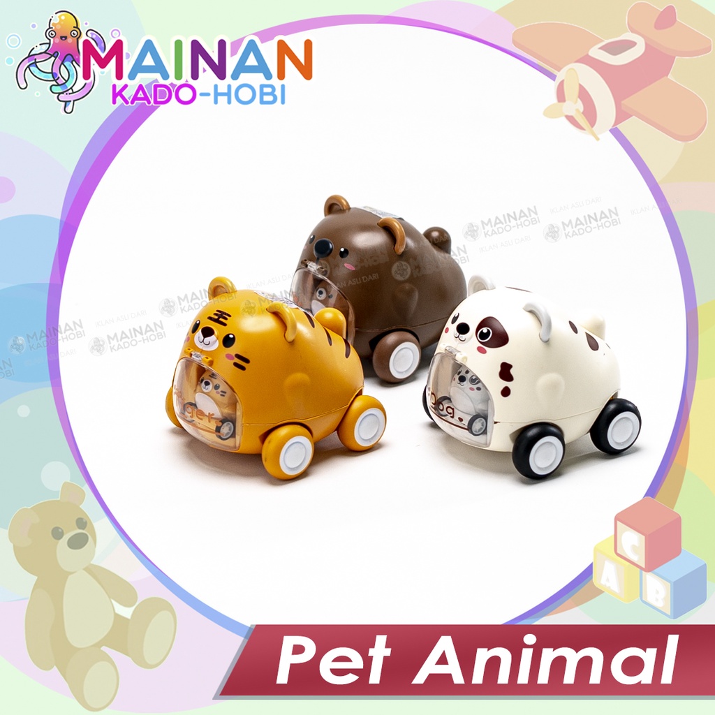 MAINAN ANAK VIRAL MINIATUR CUTE PET ANIMAL PRESS CAR