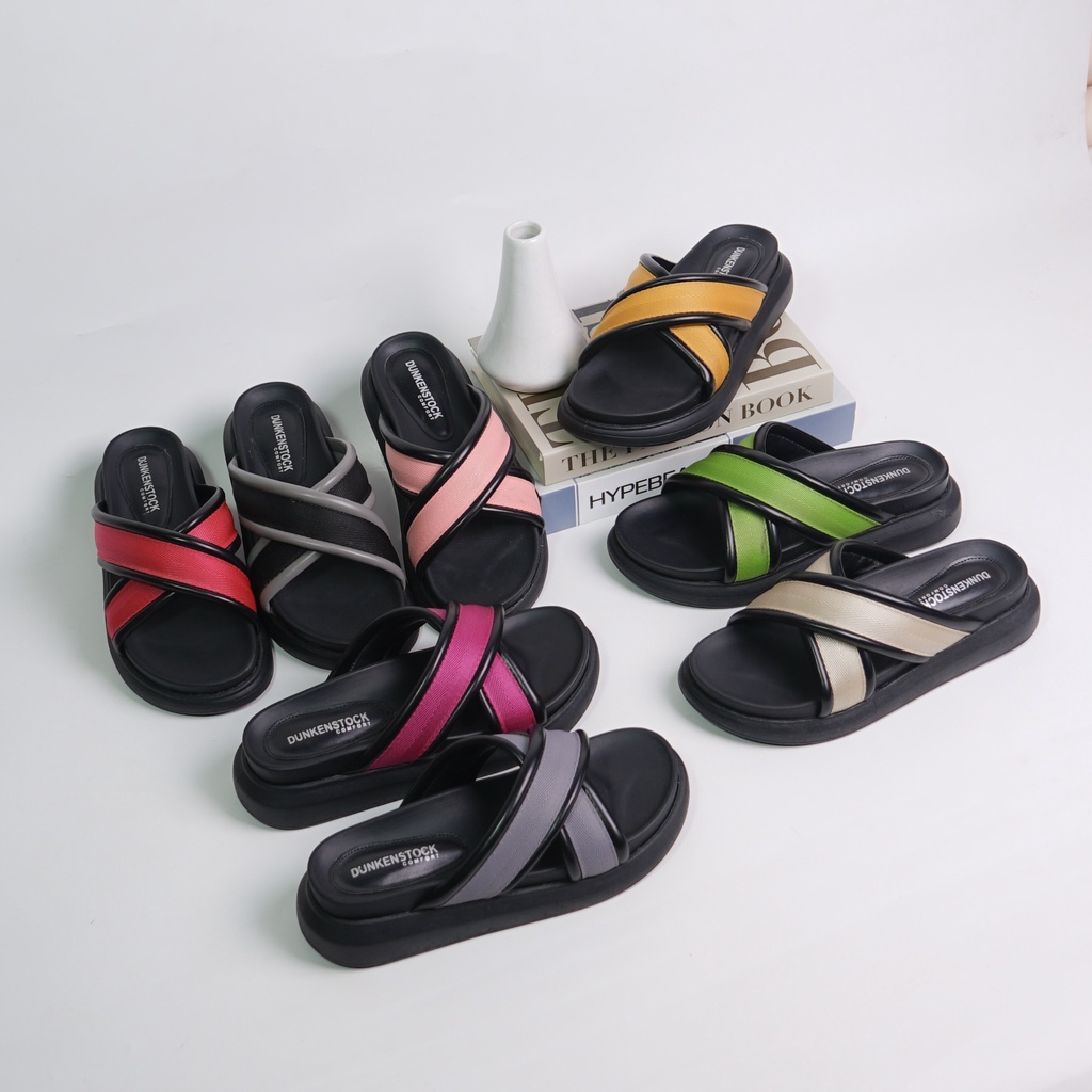 Adarastore - Dunkenstock ZOEY Sandal Casual Wanita Model Silang Sendal Cewek Tinggi 5 Cm