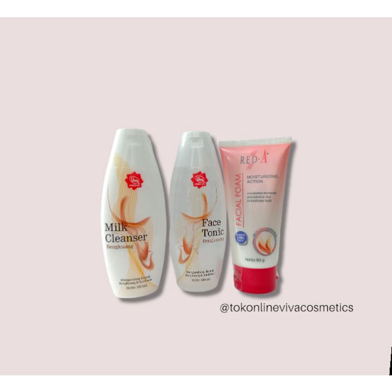 Paket Skincare Pembersih Wajah Kulit Normal Mencerahkan Milk Cleanser Face Tonic Bengkuang Facial Wash Foam Viva