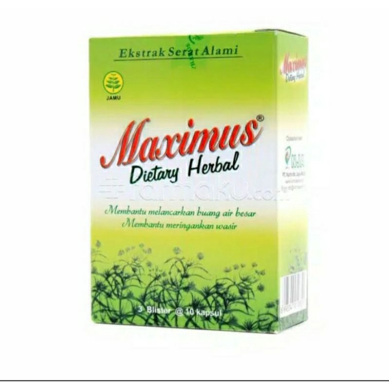 MAXIMUS dietary herbal 30 kapsul/sembelit/pelancar bab