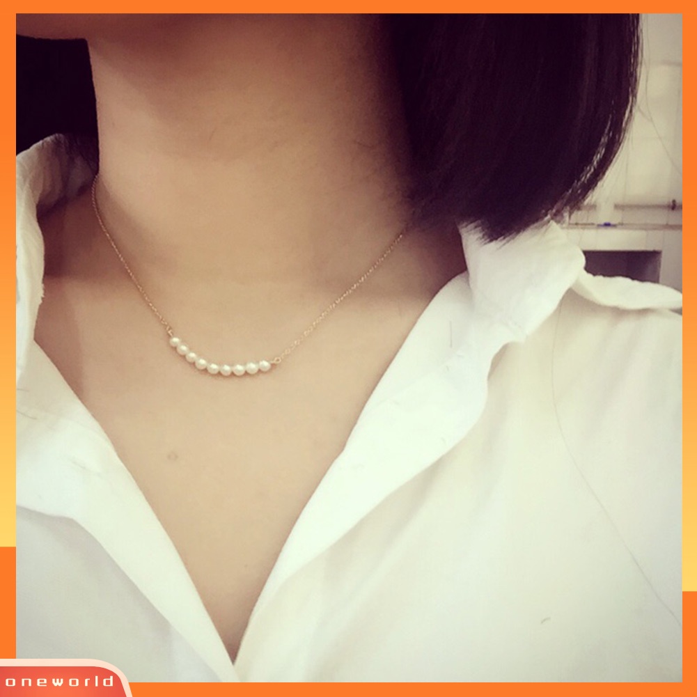 [WONE] Fashion Wanita Sederhana Perhiasan Hadiah Mutiara Liontin Rantai Choker Kalung
