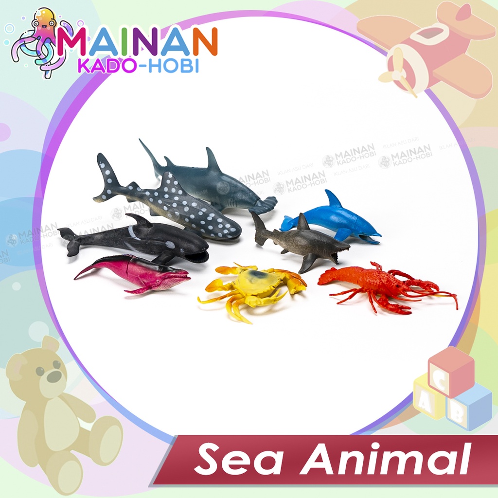 MAINAN ANAK MINIATUR SET BONEKA HEWAN LAUT SEA ANIMAL WORLD