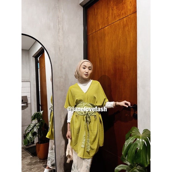 LONG SQUARE | ATASAN WANITA | Nagita Long Square Terbaru Airflow Crinkle Blouse Atasan Big Size Wanita Oversized Top Cewek Kasual Bisa COD