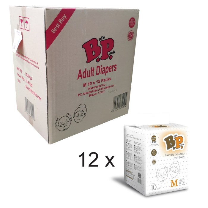 BP Diaper Adult Popok Dewasa 1 Dus ukuran M8, L7, XL12 isi 12 pack