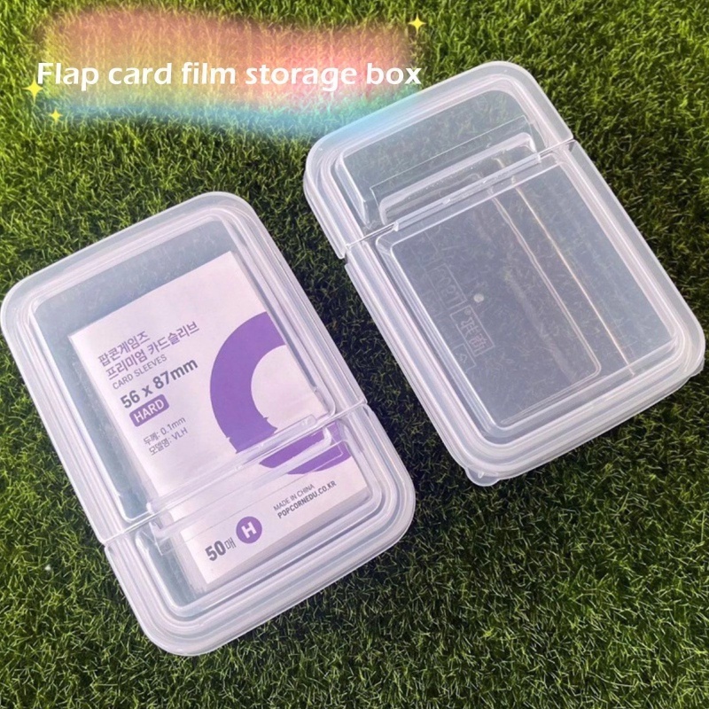 Multifungsi Photocards Transparan Flip Lid Storage Box Portable Penyimpanan Bumbu Dapur Stiker Stationery Card Holder INS Kotak Perhiasan Bukaan Dua Arah Untuk Rumah Kantor Perjalanan