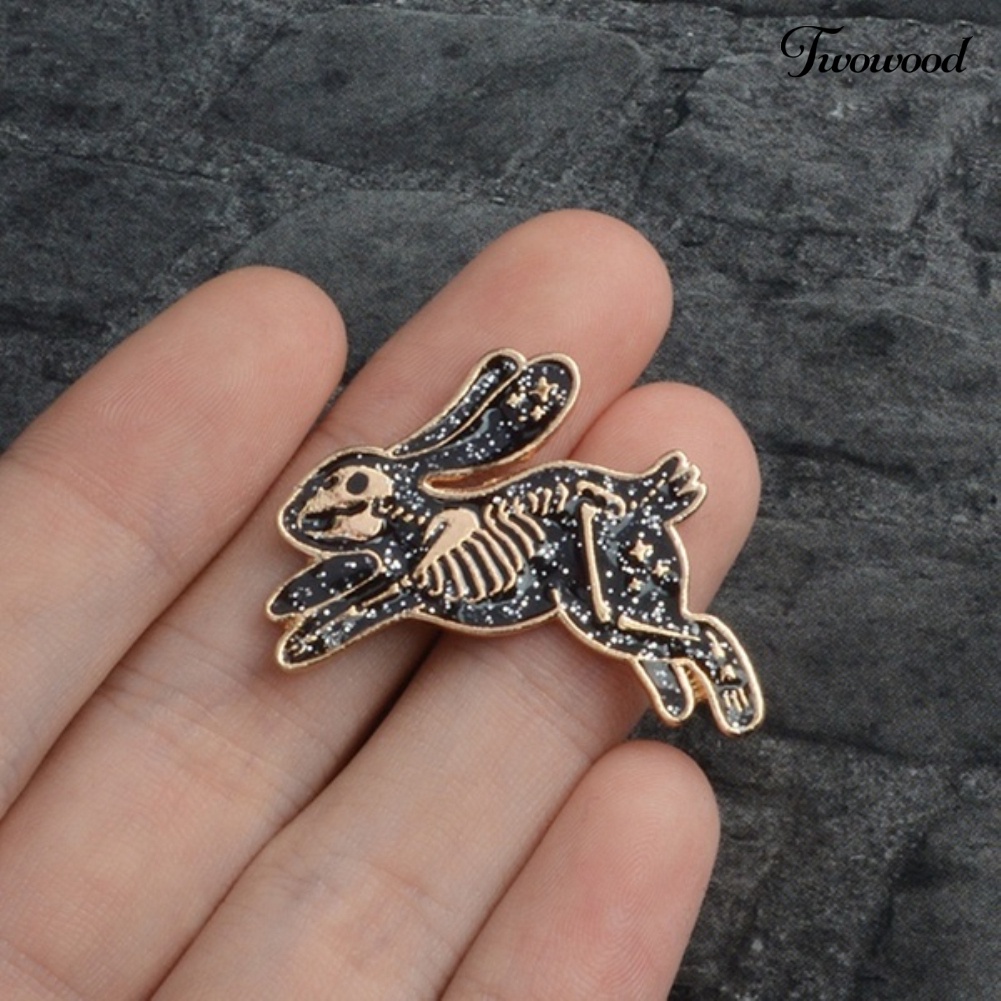 Twowood Unisex Skeleton Running Rabbit Enamel Bros Pin Tas Topi Jaket Kerah Lencana