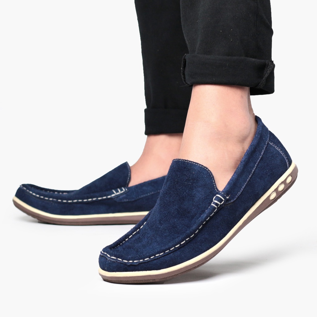 Geovani 39-44 Mette Navy - Sepatu Slip On Slop Casual Sneaker Pria
