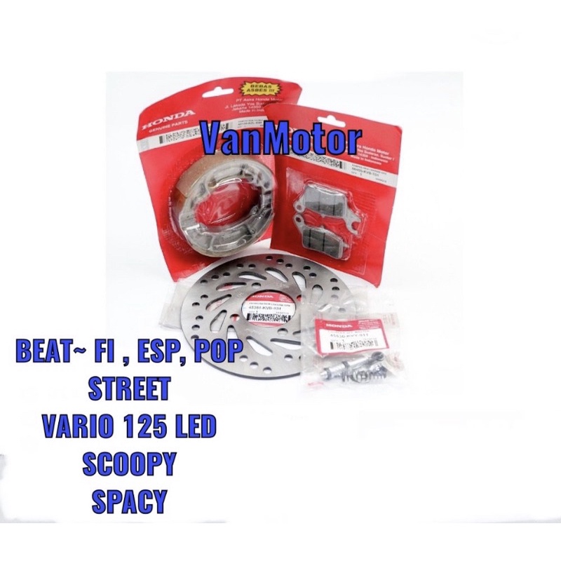 PIRINGAN CAKRAM DEPAN SET KAMPAS BEAT Fi POP ESP STREET VARIO 110 125 LED SCOOPY FI SPACY INJEKSI HONDA 1set KAMPAS DEPAN BELAKANG DISPAD SEAL MASTER REM