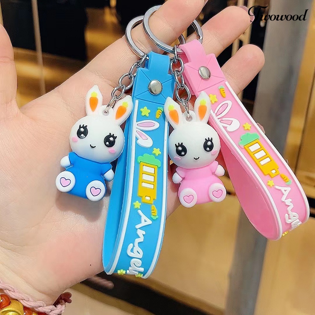 Twowood Key Pendant Good-looking Kartun Indah Hias Aplikasi Lebar Menghias Warna Hidup DIY Boneka Tiga Dimensi Bunny Keychain Untuk Ransel