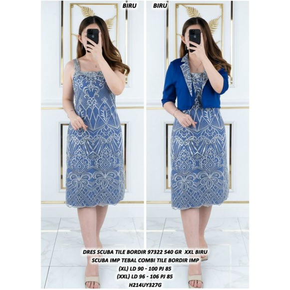 Dress Scuba Tile Bordir 97322 MotifBatik