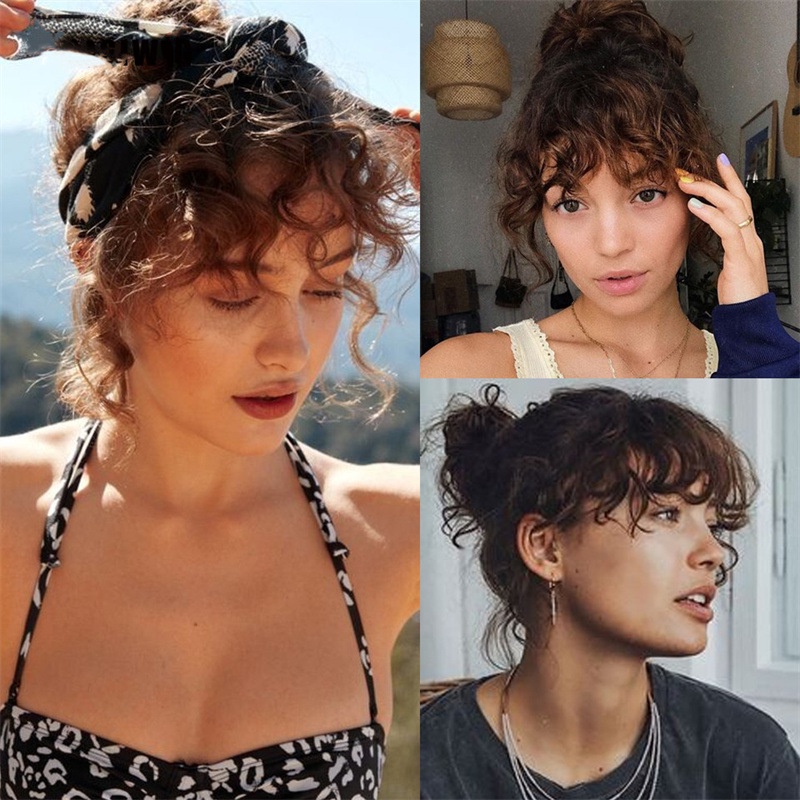 [super_aotuo3]1pc Curly Air Bangs Wig Wanita Perempuan Berbulu Wig Sopak Ekstensi Aksesoris Rambut