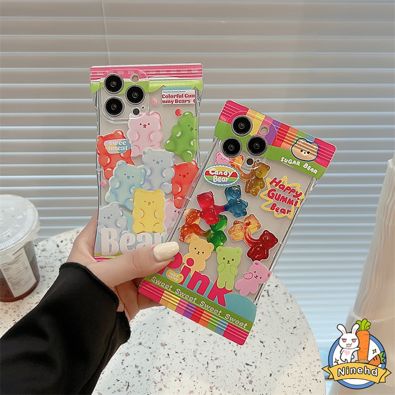 Redmi Note11 11 11s 10 10s 9 9s 8 Pro 10C 10A 10 9 9A 9C 9T Mi 12 11 Lite Mi 11T 10T Pro Poco M3 X3 Pro Bear Soft Candy Color Casing Ponsel Shockproof Bening Soft Case Pelindung Sarung Cover Sarung