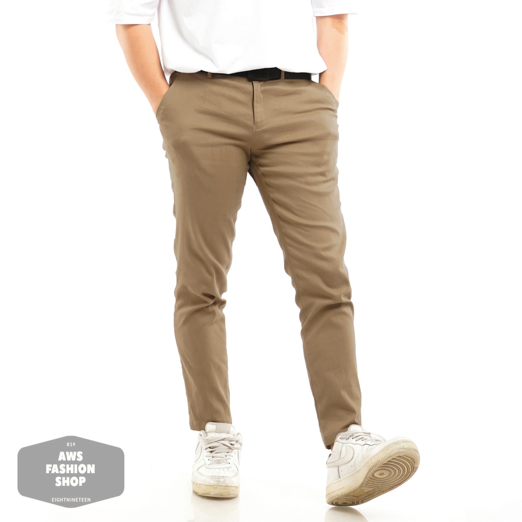 Celana Chino Pria Celana Panjang Pria PREMIUM QUALITY Dark Khaki