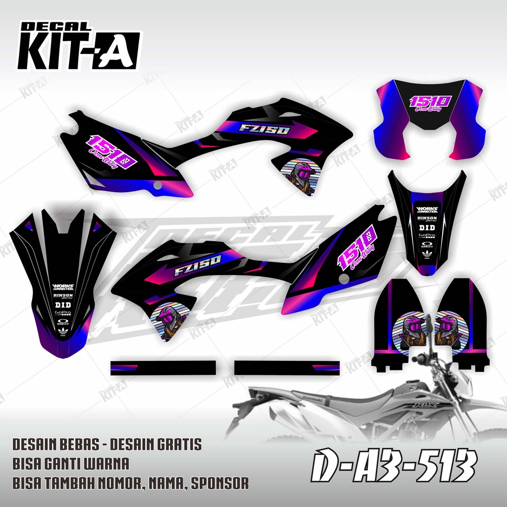 Decal klx bf 150 biru pink supermoto