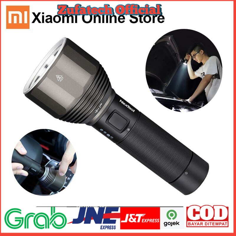 Mi NexTool Senter LED USB Rechargeable 2000 Lumens - Black