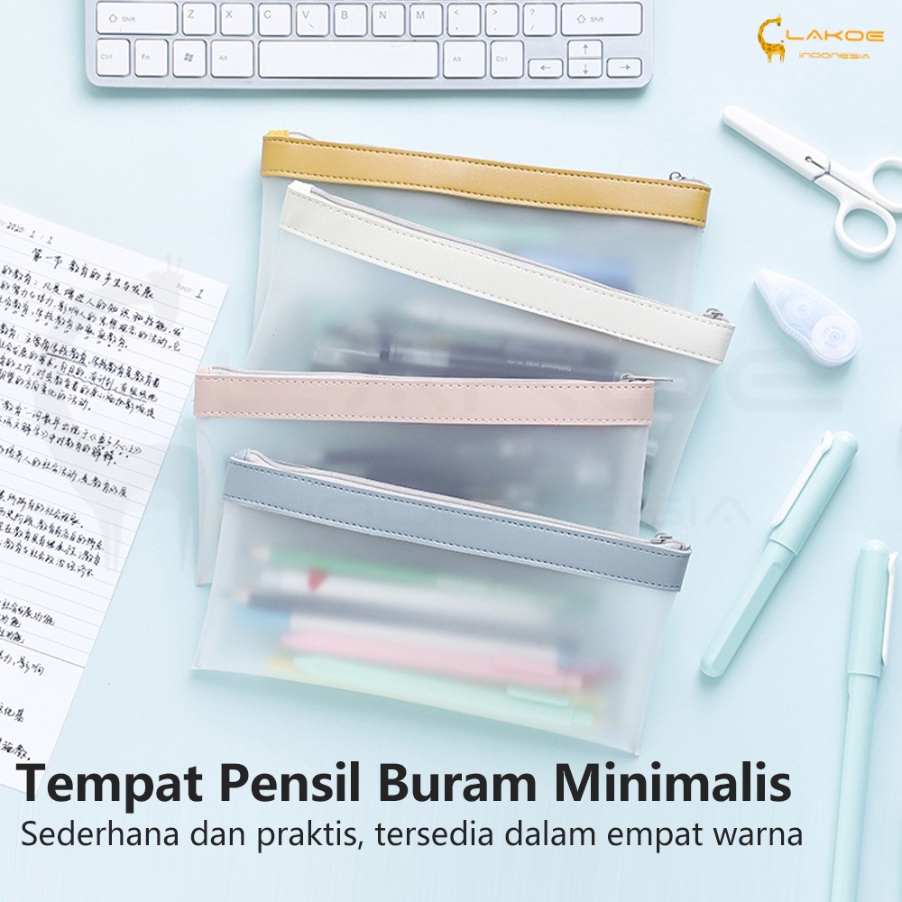 Tempat Pensil Zipper tempat kosmetik Alat Tulis Transparan