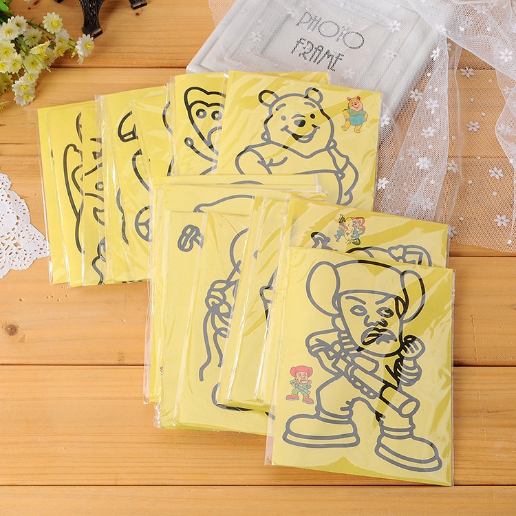 (10 Pcs Ukuran Kecil) MAINAN ANAK EDUKASI MEWARNAI GAMBAR LUKISAN PAKE PASIR SAND PAINTING DIY MAINAN EDUKASI SENSORIK ANAK TK SD PAUD MELUKIS PASIR SOUVENIR ULTAH