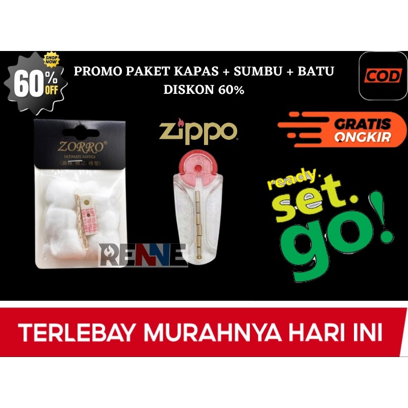 Paket Murah Kapas Zorro Plus Batu / Isi Ulang Korek Api Zippo / Zippo Lighter