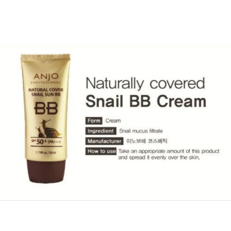 🇰🇷Anjo Snail BB Cream (BB CREAM SCAR/BOPENG) SPF 50+/PA+++++ 50ml