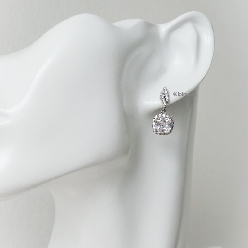 LYSTIA | Wedding Collection - Zirconia Cushion Dangle Stud Bridal Earrings - Anting Wanita